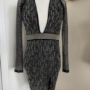 Fashion Nova Black and Silver Mini Dress